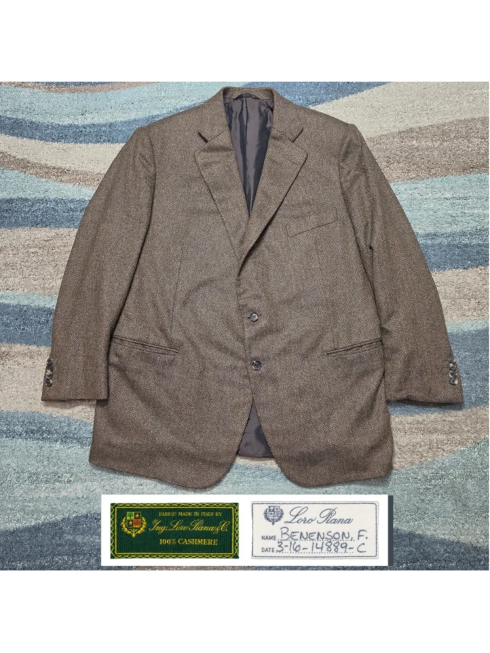 Loro Piana 100% Cashmere Brown Herringbone Blazer Sport Coat Made in Italy 48R